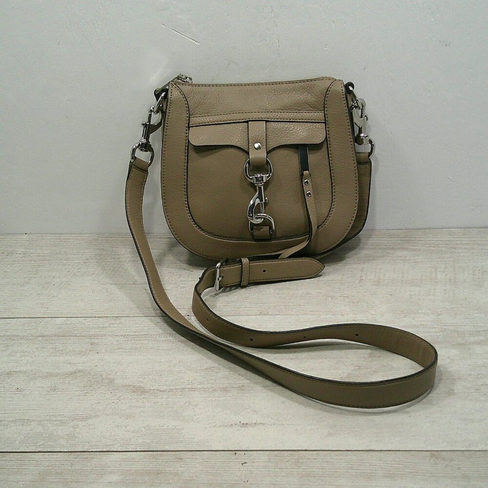 Rebecca Minkoff Taupe Leather Dog Clip Saddle Bag Minimalist Bag